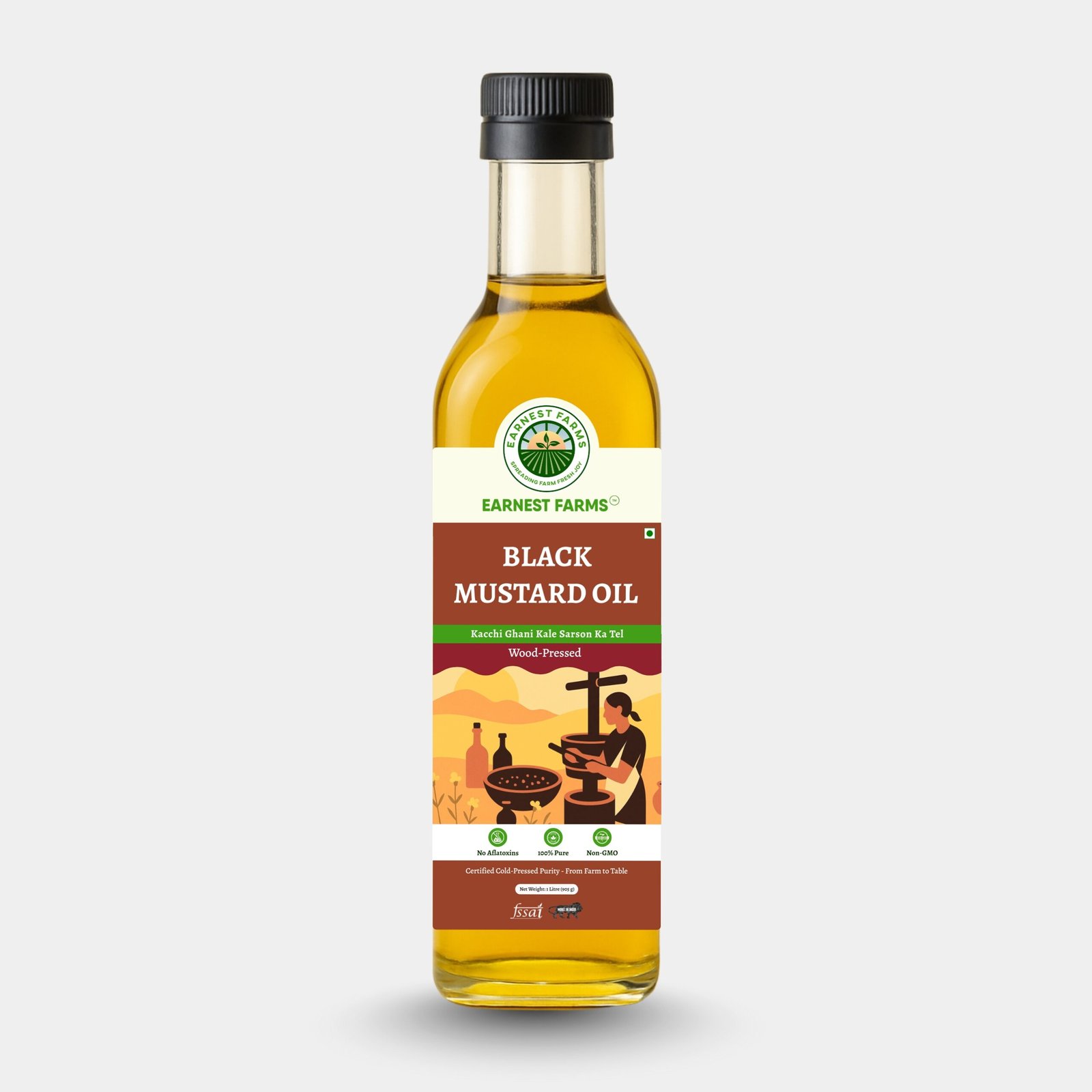 Wood-Pressed Black Mustard Oil 1L