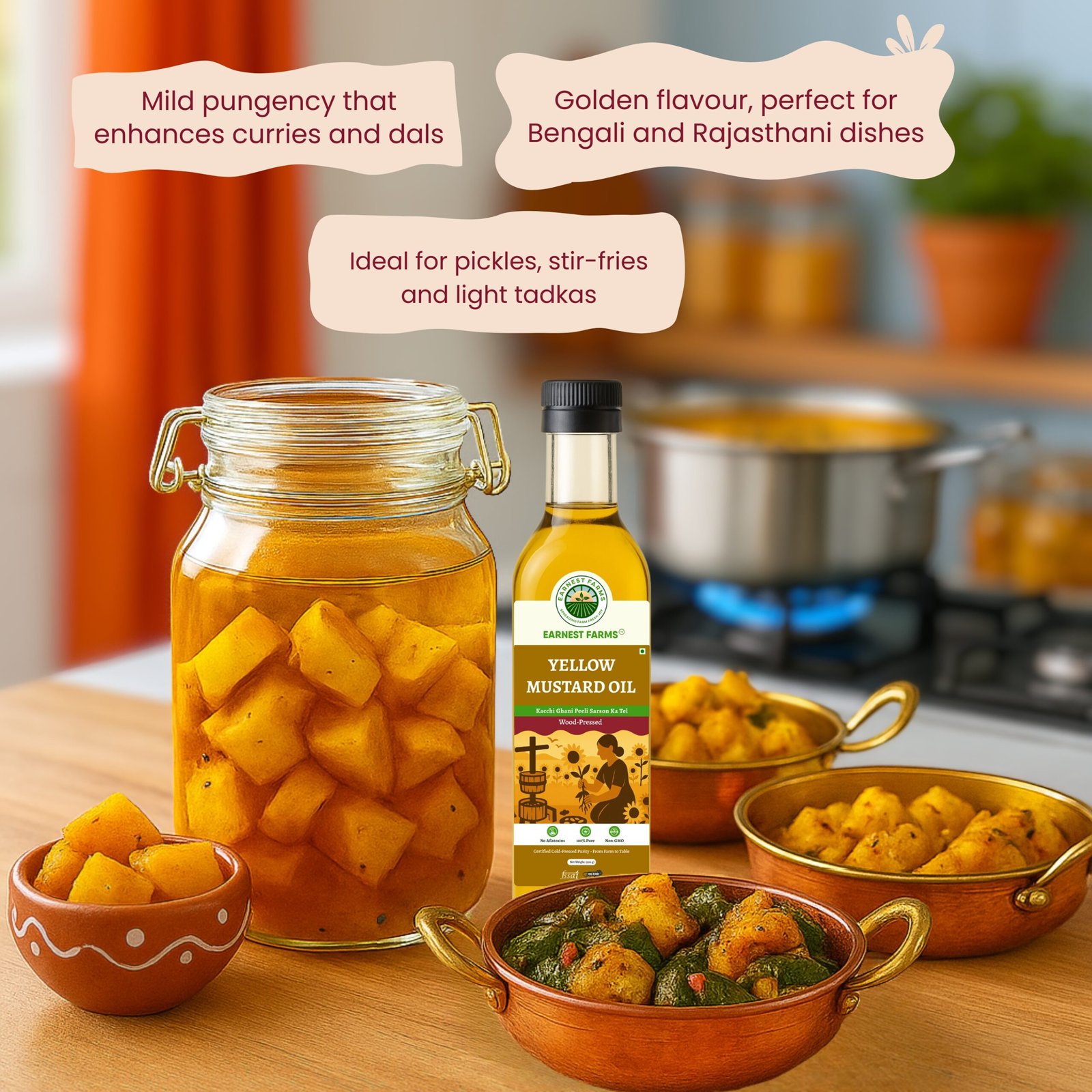 Wood-Pressed Yellow Mustard Oil 500ML - Image 5