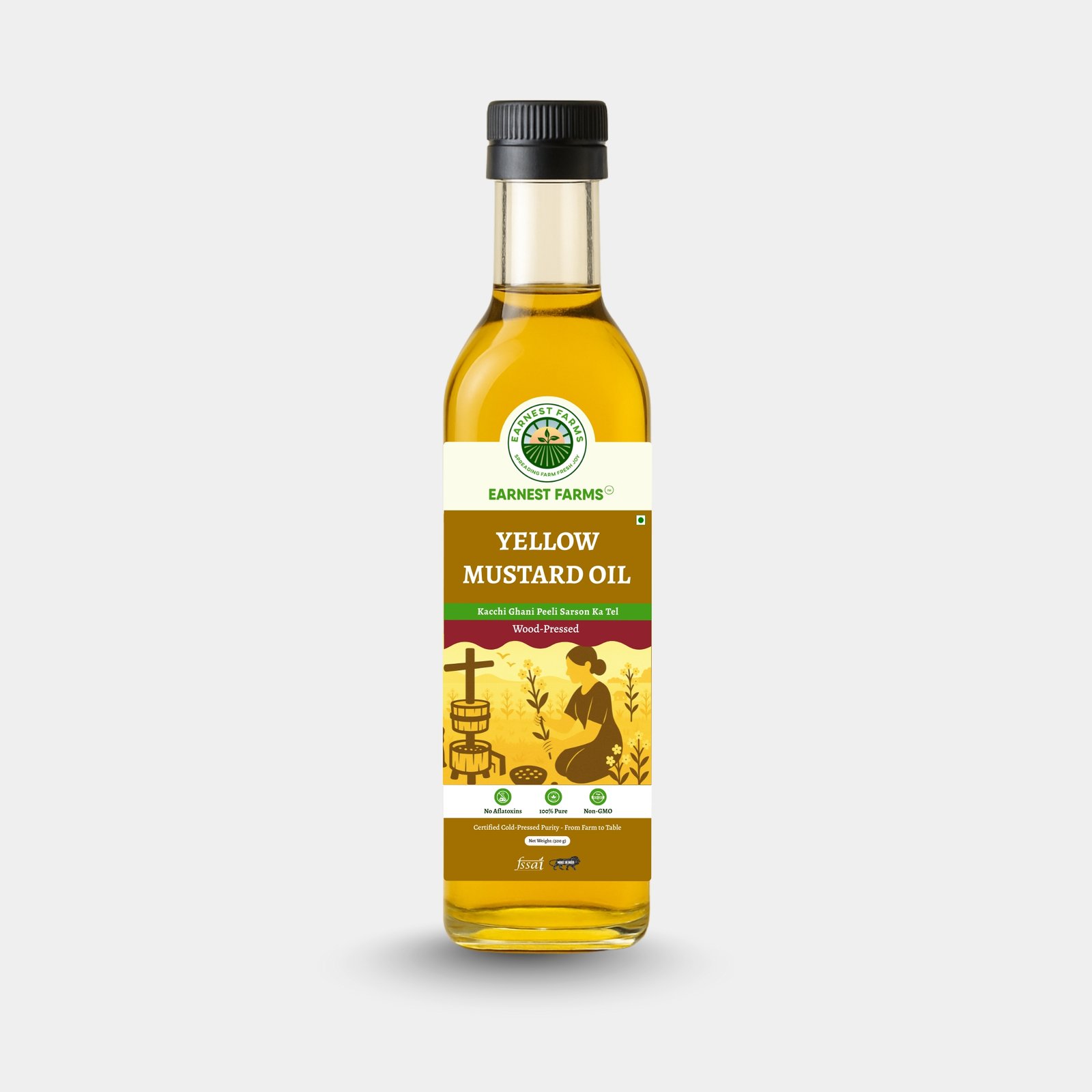 Wood-Pressed Yellow Mustard Oil 500ML