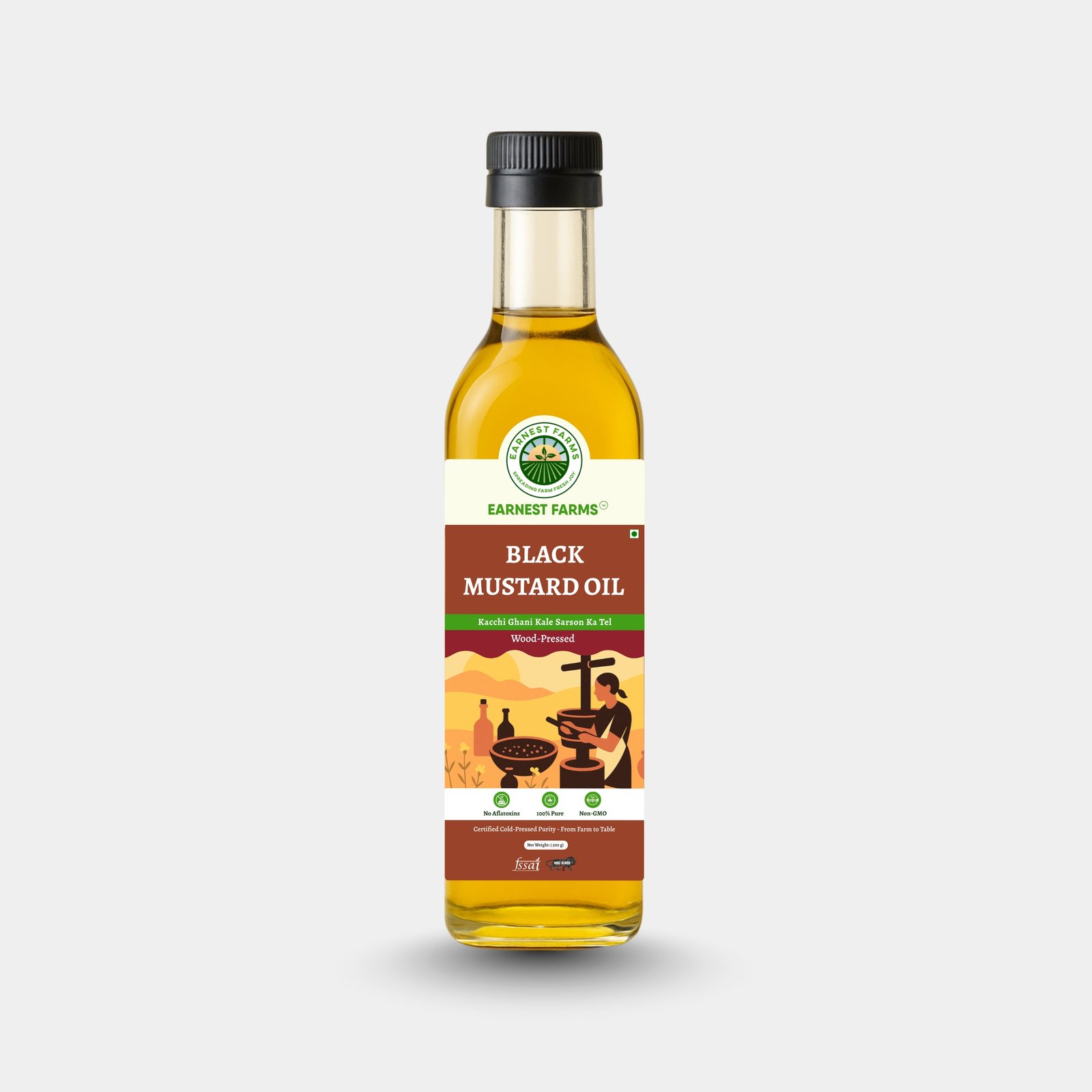 Wood-Pressed Black Mustard Oil 500ML