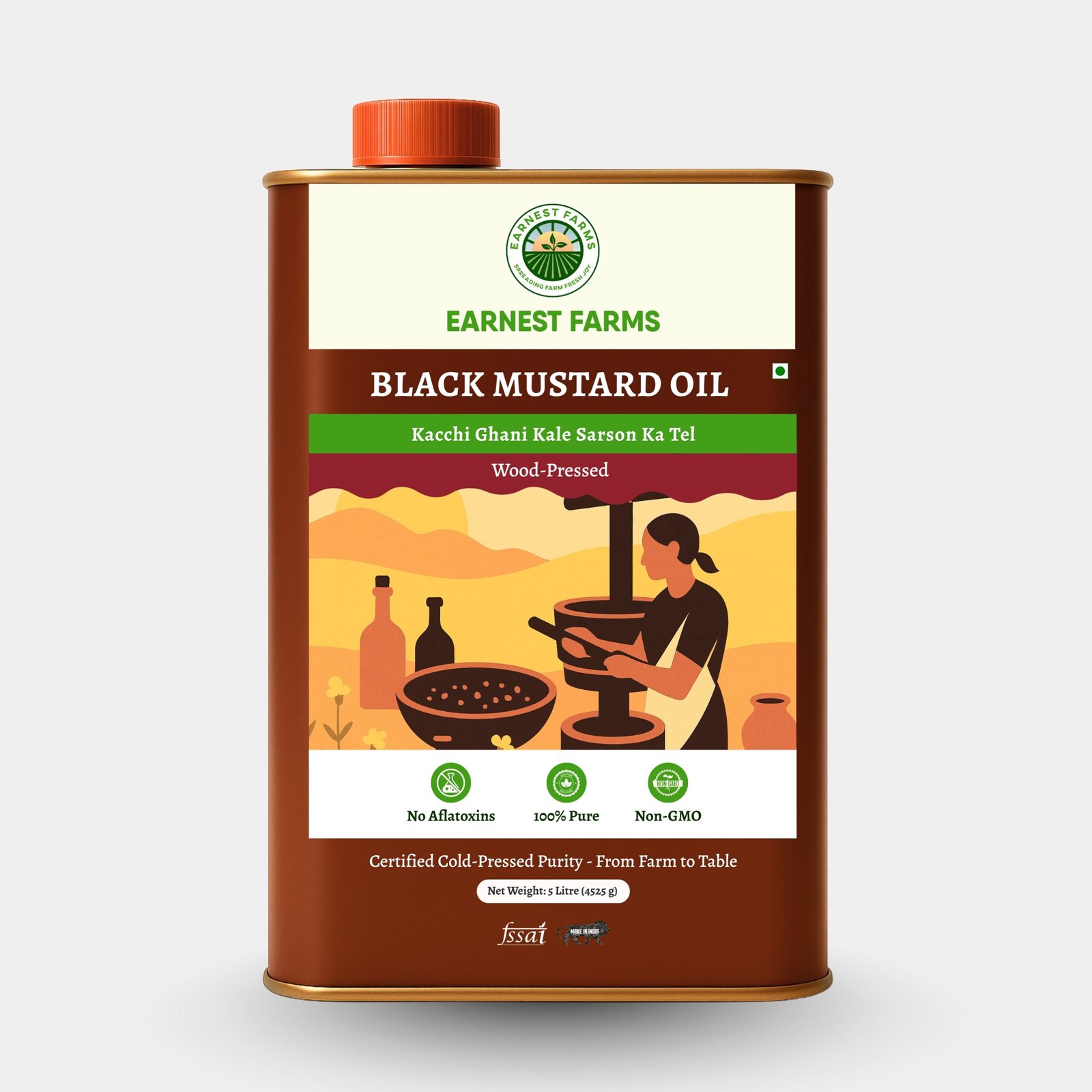 Wood-Pressed Black Mustard Oil 5L