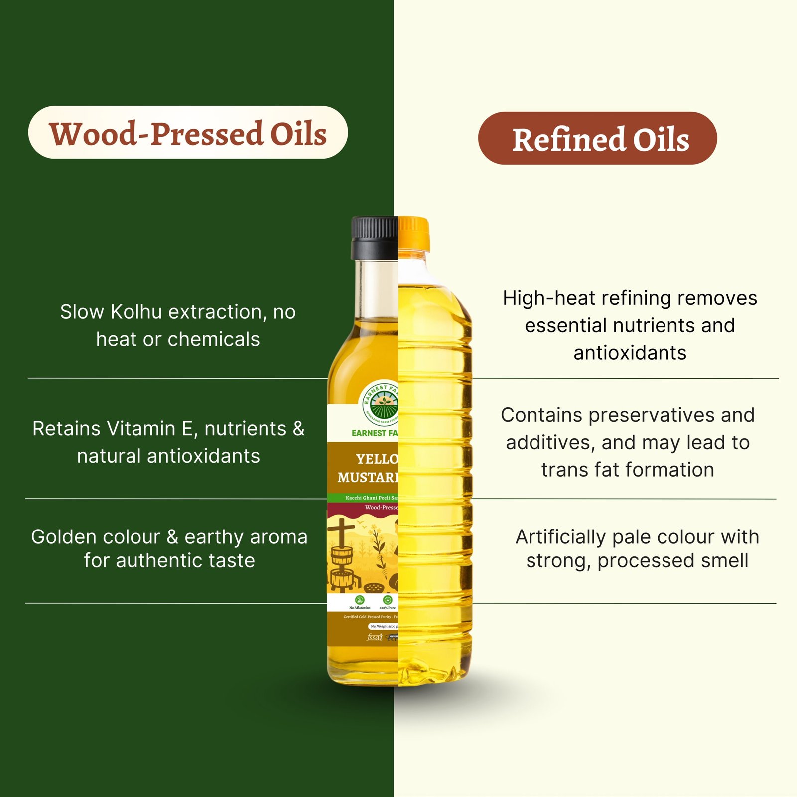 Wood-Pressed Yellow Mustard Oil 500ML - Image 3