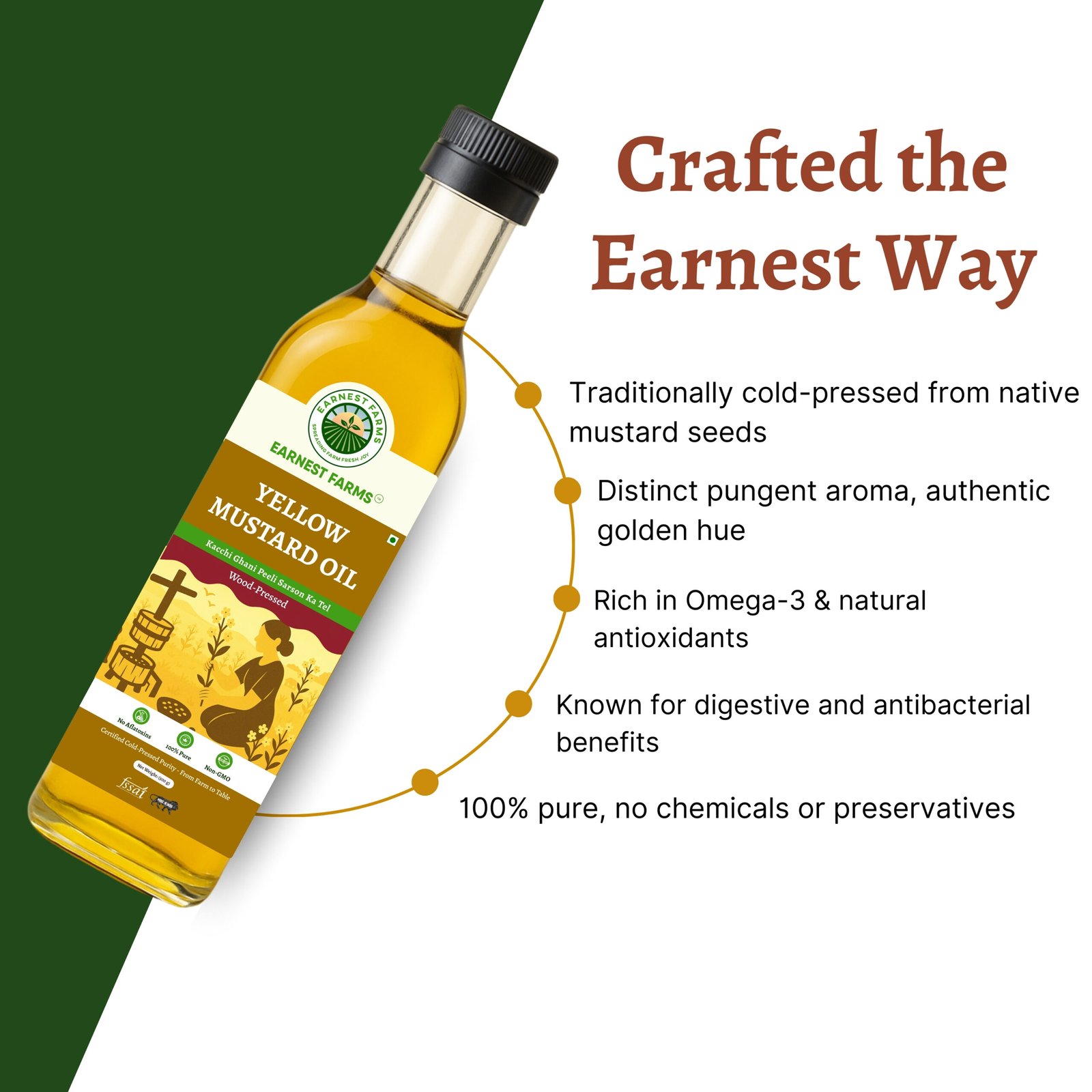 Wood-Pressed Yellow Mustard Oil 500ML - Image 4