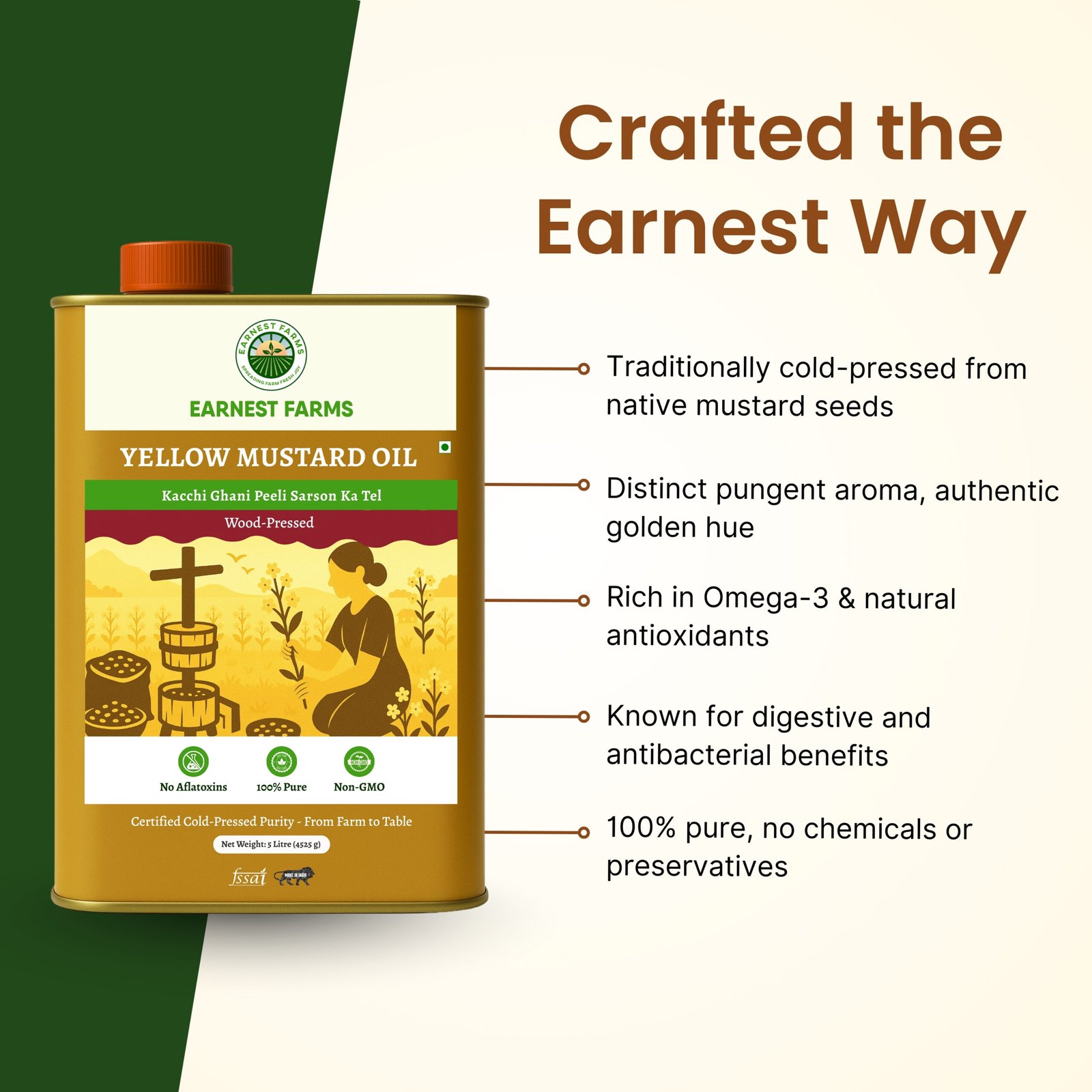 Wood-Pressed Yellow Mustard Oil 5L - Image 3