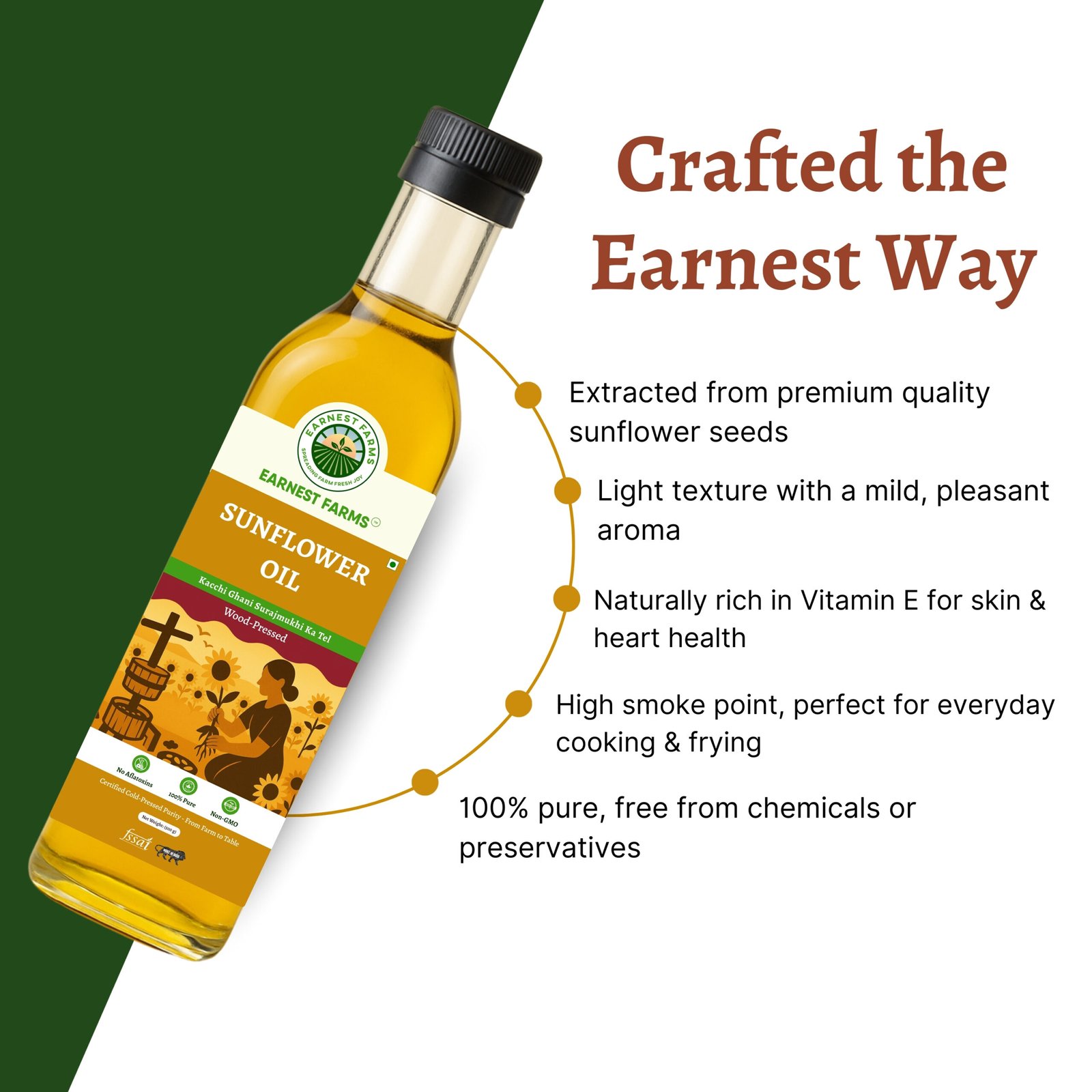 Wood-Pressed Sunflower Oil 500ML - Image 4