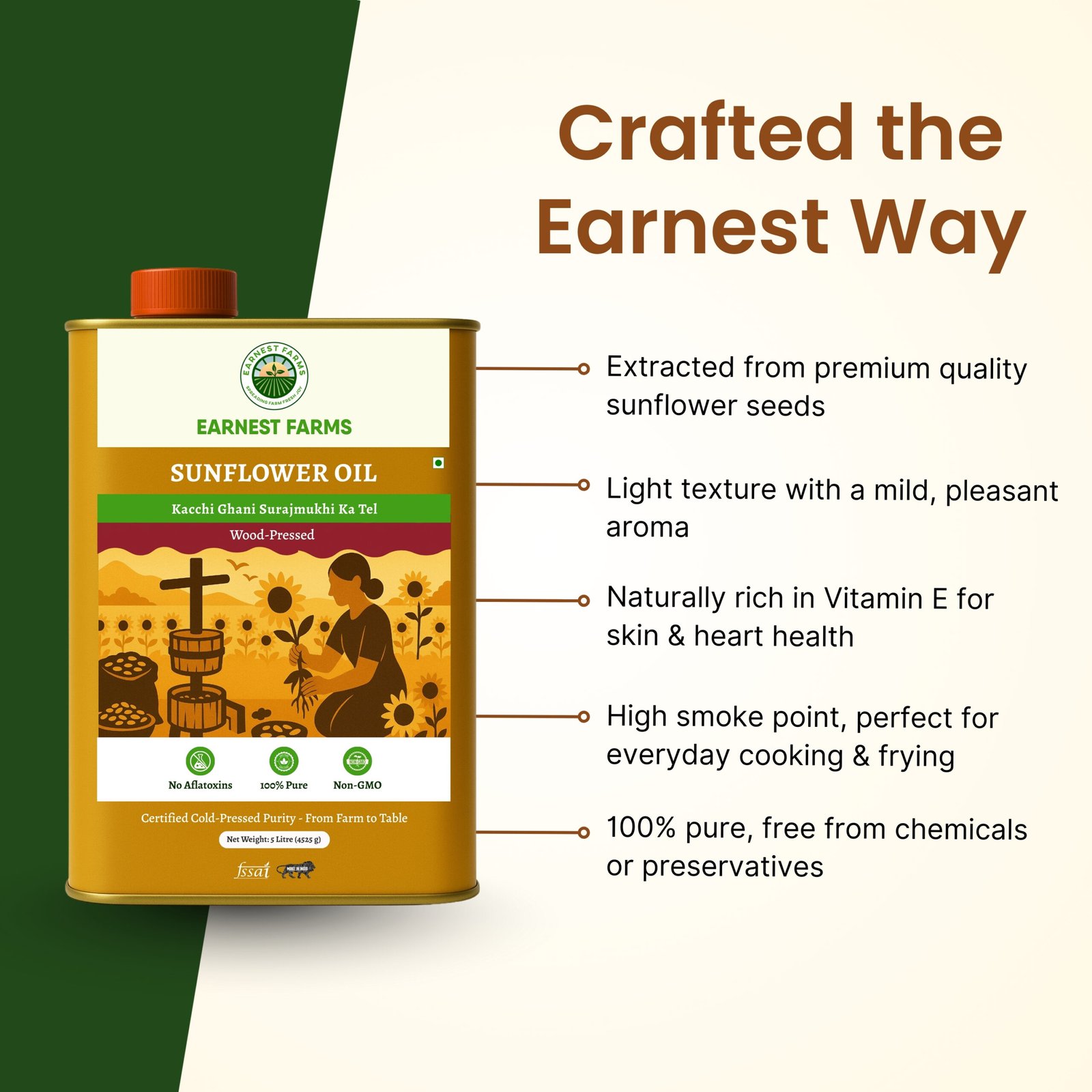 Wood-Pressed Sunflower Oil 5L - Image 3